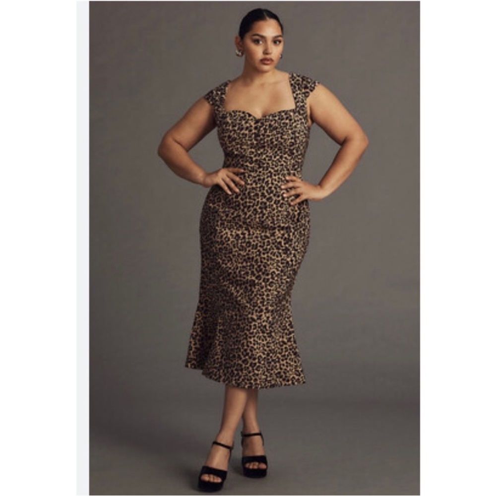 NWOT Anthropologie Leopard Print Midi Dress